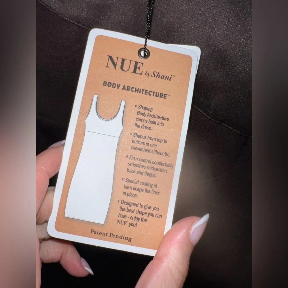 NWT NUE by Shani Black Midi Dress – Sleek Panel Sheath Cocktail Size 12 - Picture 4 of 6